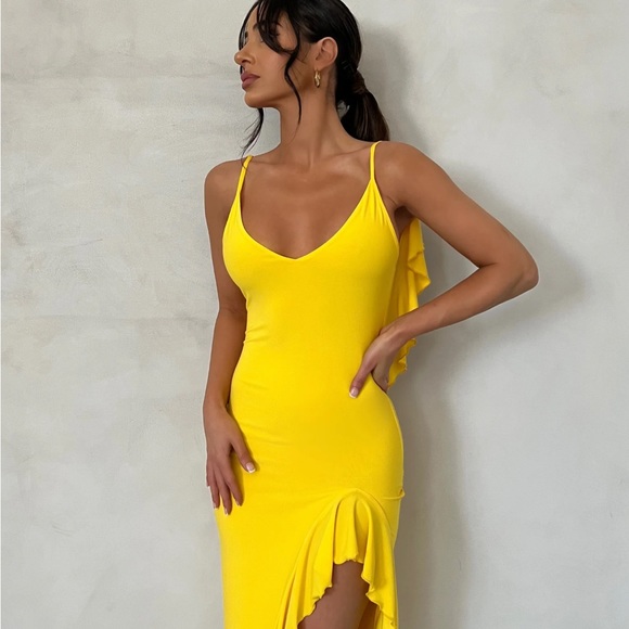 GABRIELLE DRESS in yellow -midi - Picture 8 of 9